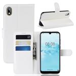 Litchi Texture Horizontal Flip Leather Case for Huawei Y5 2019, with Wallet & Holder & Card Slots (White)