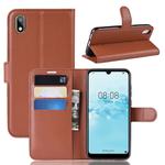 Litchi Texture Horizontal Flip Leather Case for Huawei Y5 2019, with Wallet & Holder & Card Slots (Brown)