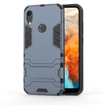 Shockproof PC + TPU Case for Huawei Y6 (2019), with Holder (Navy Blue)