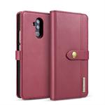 DG.MING Lambskin Detachable Horizontal Flip Magnetic Case for Huawei Mate 20 Lite / Maimang 7, with Holder & Card Slots & Wallet (Red)