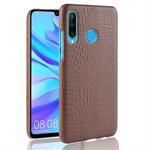 Shockproof Crocodile Texture PC + PU Protective Case for Huawei P30 Lite (Brown)