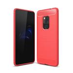 Brushed Texture Carbon Fiber Shockproof TPU Case for Huawei Mate 20 (Red)