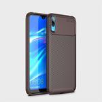 Carbon Fiber Texture Shockproof TPU Case for Huawei Enjoy 9 (Brown)