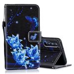 Blue Folwer Pattern Horizontal Flip Leather Case for Huawei P20 Pro, with Holder & Card Slots & Wallet