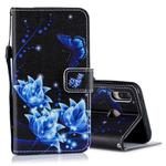 Blue Folwer Pattern Horizontal Flip Leather Case for Huawei P20 Lite, with Holder & Card Slots & Wallet