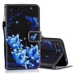 Blue Folwer Pattern Horizontal Flip Leather Case for Huawei Honor 10, with Holder & Card Slots & Wallet