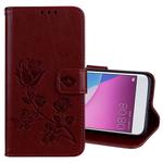 For Huawei P9 Lite Mini Rose Embossed Horizontal Flip Environmental PU Leather Case with Holder & Card Slots & Wallet(Brown)