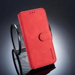 DG.MING Retro Oil Side Horizontal Flip Case for Huawei P20, with Holder & Card Slots & Wallet (Red)