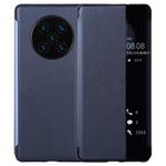 For Huawei Mate 40 Pro PU Leather Horizontal Flip Case, with Caller ID Display & Sleep / Wake-up Function(Dark Blue)