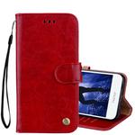 For Huawei  Honor 6A Business Style Oil Wax Texture Horizontal Flip Leather Case with Holder & Card Slots & Hand Strap(Red)