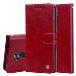 Business Style Oil Wax Texture Horizontal Flip Leather Case for Huawei Mate 20 Lite, with Holder & Card Slots & Wallet (Red)