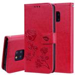 Rose Embossed Horizontal Flip PU Leather Case for Huawei Mate 20 Pro, with Holder & Card Slots & Wallet (Red)