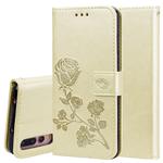 Rose Embossed Horizontal Flip PU Leather Case for Huawei P20 Pro, with Holder & Card Slots & Wallet (Gold)