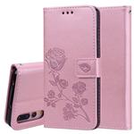 Rose Embossed Horizontal Flip PU Leather Case for Huawei P20 Pro, with Holder & Card Slots & Wallet (Rose Gold)