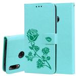 Rose Embossed Horizontal Flip PU Leather Case for Huawei Y9 (2019), with Holder & Card Slots & Wallet (Green)