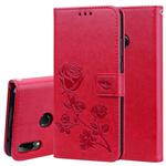 Rose Embossed Horizontal Flip PU Leather Case for Huawei Y9 (2019), with Holder & Card Slots & Wallet (Red)