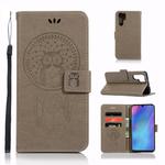 Wind Chime Owl Embossing Pattern Horizontal Flip Leather Case for Huawei P30 Pro, with Holder & Card Slots & Wallet (Grey)
