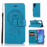 Wind Chime Owl Embossing Pattern Horizontal Flip Leather Case for Huawei P30 Pro, with Holder & Card Slots & Wallet (Blue)