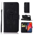 Wind Chime Owl Embossing Pattern Horizontal Flip Leather Case for Huawei P30, with Holder & Card Slots & Wallet (Black)