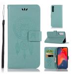 Wind Chime Owl Embossing Pattern Horizontal Flip Leather Case for Huawei P30, with Holder & Card Slots & Wallet (Green)