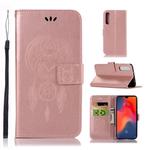 Wind Chime Owl Embossing Pattern Horizontal Flip Leather Case for Huawei P30, with Holder & Card Slots & Wallet (Rose Gold)