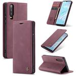 CaseMe-013 Multifunctional Retro Frosted Horizontal Flip Leather Case for Huawei P30, with Card Slot & Holder & Wallet (Wine Red)