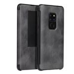 Fierre Shann Crazy Horse Texture Horizontal Flip PU Leather Case for Huawei Mate 20, with Smart View Window & Sleep Wake-up Function (Grey)