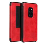Fierre Shann Crazy Horse Texture Horizontal Flip PU Leather Case for Huawei Mate 20, with Smart View Window & Sleep Wake-up Function (Red)