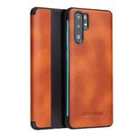 Fierre Shann Crazy Horse Texture Horizontal Flip PU Leather Case for Huawei P30 Pro, with Smart View Window & Sleep Wake-up Function(Brown)