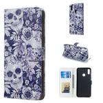 Skull and Flower Pattern 3D Horizontal Flip Leather Case for Huawei Y7 (2019), with Holder & Card Slots & Photo Frame & Wallet