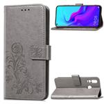 Lucky Clover Pressed Flowers Pattern Leather Case for Huawei Nova 4, with Holder & Card Slots & Wallet & Hand Strap (Grey)