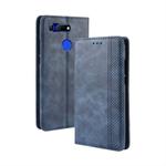 Magnetic Buckle Retro Texture Horizontal Flip Leather Case for Huawei Honor View 20, with Holder & Card Slots & Wallet (Blue)