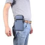 Single checked denim Multi-functional Universal Mobile Phone Waist Pack Case for 6.3 Inch or Below Smartphones (Blue)