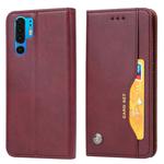 Knead Skin Texture Horizontal Flip Leather Case for Huawei P30 Pro, with Photo Frame & Holder & Card Slots & Wallet (Wine Red)