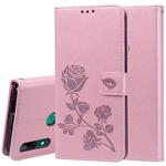 Rose Embossed Horizontal Flip PU Leather Case for Huawei P Smart Z, with Holder & Card Slots & Wallet (Rose Gold)