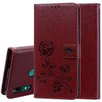 Rose Embossed Horizontal Flip PU Leather Case for Huawei P Smart Z, with Holder & Card Slots & Wallet (Brown)