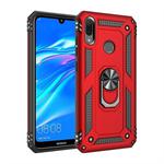 Armor Shockproof TPU + PC Protective Case for Huawei Y7 (2019), with 360 Degree Rotation Holder (Red)