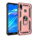 Armor Shockproof TPU + PC Protective Case for Huawei Y7 (2019), with 360 Degree Rotation Holder (Rose Gold)