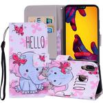 Butterfly Elephant Pattern Colored Drawing Horizontal Flip Leather Case for Huawei P20 Lite, with Holder & Card Slots & Wallet & Lanyard