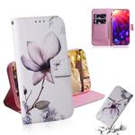 Magnolia Flower Pattern Coloured Drawing Horizontal Flip Leather Case for Huawei Honor View 20, with Holder & Card Slots & Wallet