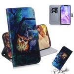 Oil Painting Owl Pattern Coloured Drawing Horizontal Flip Leather Case for Huawei Nova 3, with Holder & Card Slots & Wallet