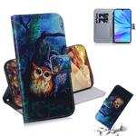 Oil Painting Owl Pattern Coloured Drawing Horizontal Flip Leather Case for Huawei P30 Lite / Nova 4e, with Holder & Card Slots & Wallet