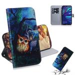 Oil Painting Owl Pattern Coloured Drawing Horizontal Flip Leather Case for Huawei Y7 Prime (2019) / Y7 Pro (2019) / Enjoy 9, with Holder & Card Slots & Wallet