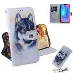 White Wolf Pattern Coloured Drawing Horizontal Flip Leather Case for Huawei Honor 8C, with Holder & Card Slots & Wallet