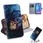 Oil Painting Owl Pattern Coloured Drawing Horizontal Flip Leather Case for Huawei Honor 8C, with Holder & Card Slots & Wallet