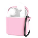 Silicone Charging Box Protective Case with Carabiner for Huawei Honor FlyPods / FlyPods Pro / FreeBuds2 / FreeBuds2 Pro(Pink)