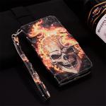 Flame Skull Pattern Colored Drawing Horizontal Flip Leather Case for Huawei P30, with Holder & Card Slots & Wallet & Lanyard