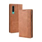 Magnetic Buckle Retro Crazy Horse Texture Horizontal Flip Leather Case for Huawei P30, with Holder & Card Slots & Photo Frame(Brown)
