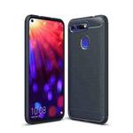 Brushed Texture Carbon Fiber Shockproof TPU Case for Huawei Honor View 20(Navy Blue)