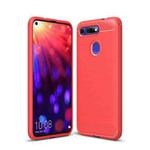 Brushed Texture Carbon Fiber Shockproof TPU Case for Huawei Honor View 20(Red)